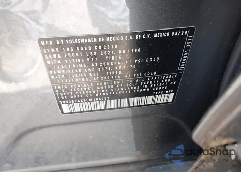 2020 Volkswagen Tiguan 2.0T Se/2.0T Se R-Line Black/2.0T Sel из США, поврежденный, VIN 3VV2B7AX5LM166752